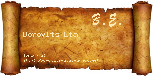 Borovits Eta névjegykártya